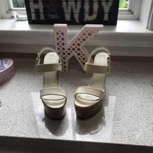 Sergio Rossi white cream wedges